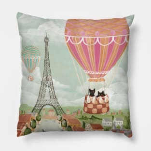 Hot Air Balloon Ride Cats Pillow