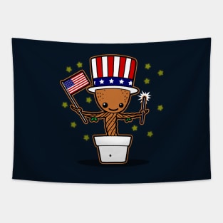 Cute USA Patriotic American Superhero Freedom Loving Alien Tapestry