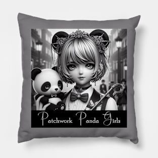 Patchwork Panda Girls Pillow