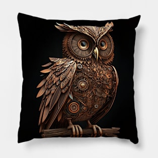 Steampunk Owl, Mechanical Bird Pillow