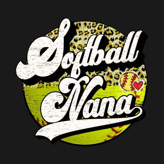 Softball Nana Vintage Leopard Softball Family Matching by Wonder man 