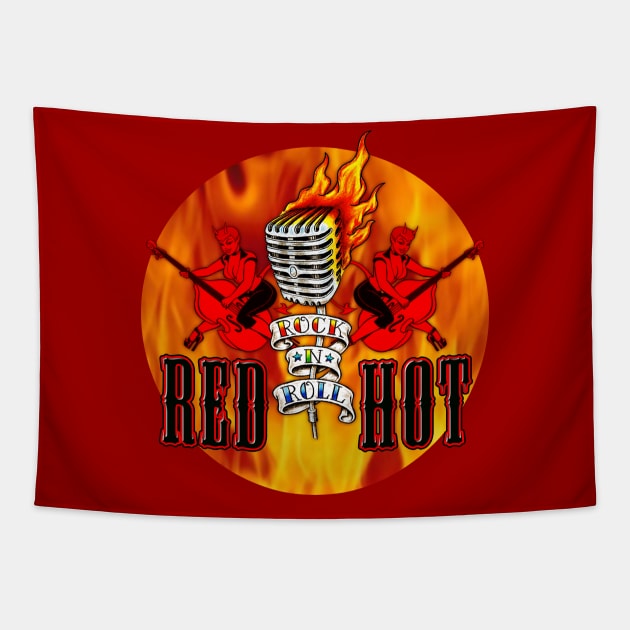 Red Hot Rock 'N' Roll Tapestry by PLAYDIGITAL2020