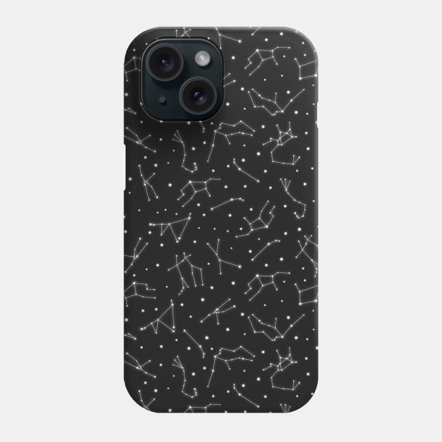 Night Sky Constellations in White Phone Case by podartist