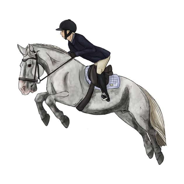 Dappled Grey Cob Showjumping - Commission by themarementality