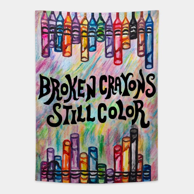 Broken Crayons Still Color Tapestry by Art by Deborah Camp