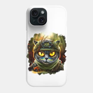 Ukrainian cat agent in the night forest Phone Case