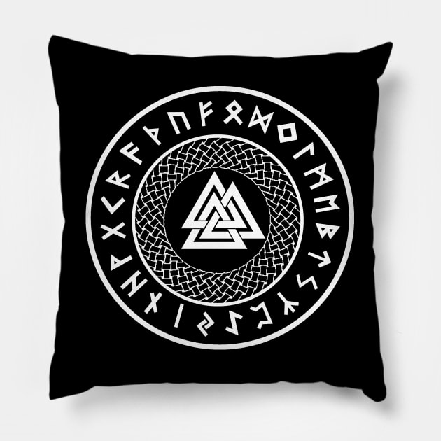 Valknut, The Symbol Of Odin Pillow by StilleSkyggerArt