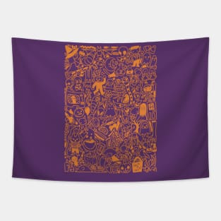 Halloween Doodle (orange) Tapestry