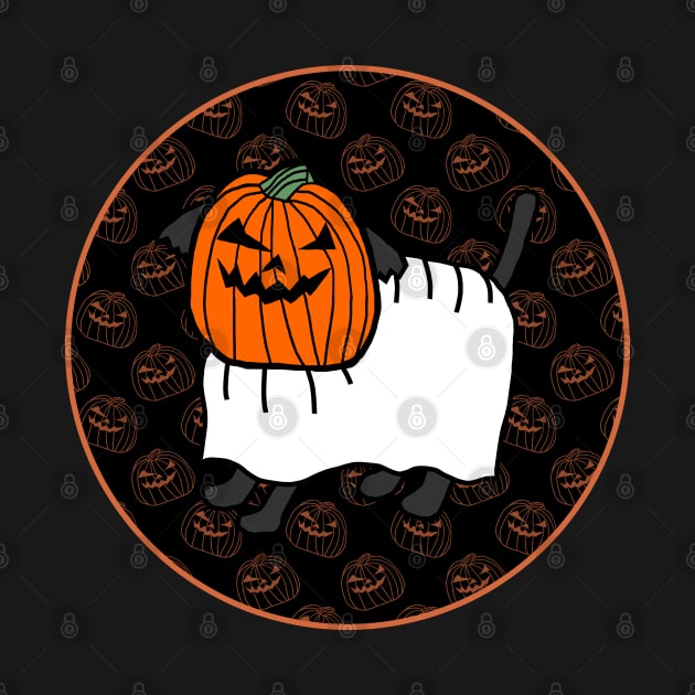 Halloween Horror Dog Dark Round by ellenhenryart