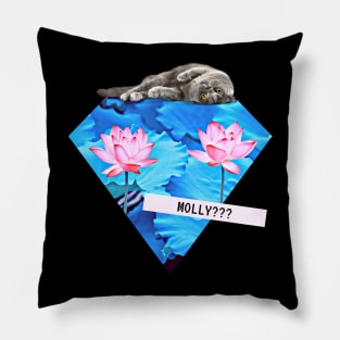 Katze Molly Lotus Diamant Techno Party Vaporwave Pillow