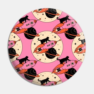 Space Walker Black Cat Pattern in pink Pin