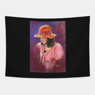 'Marisa in an Orange Hat' Tapestry