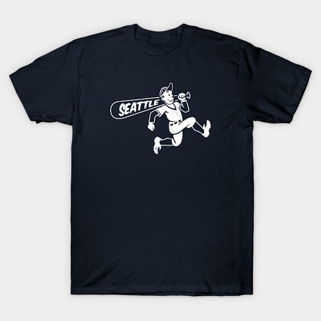 Vintage Running Baseball Player - Seattle Mariners (White Mariners Wordmark)  - Seattle Mariners - Posters and Art Prints