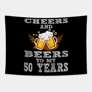 Cheers And Beers To My 50 Years 50th Birthday Gift Tapestry