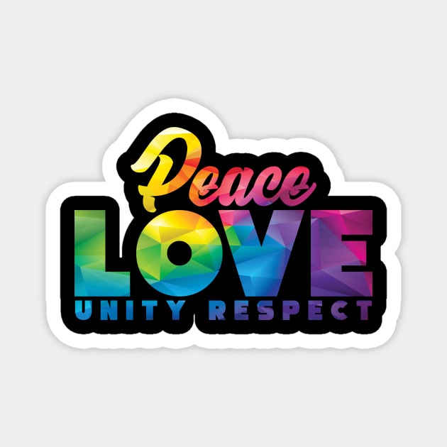 Peace Love Unity Respect Happy Vibes Magnet by ChicagoBoho