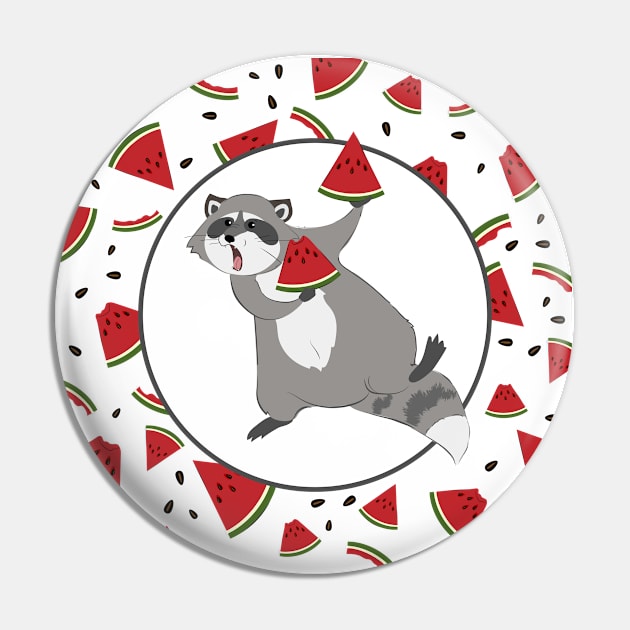 Cute Raccoon with Watermelon Pieces Pin by in_pictures