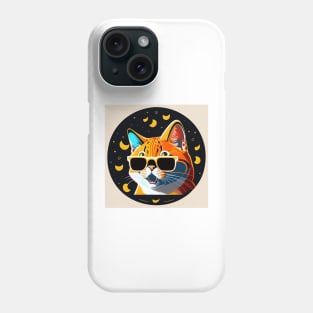 Cat lover happy cat wearing shades Phone Case