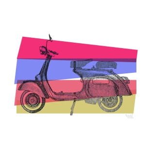 Scooter Vespa on pink and purple T-Shirt
