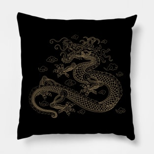 Gold Chinese Dragon Pillow