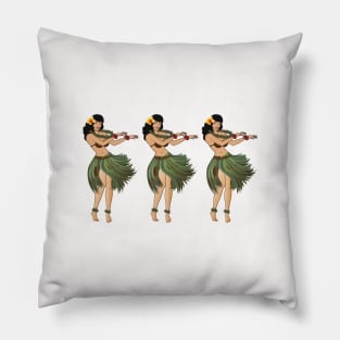 Three Hulas Dancing the Hula Wht Pillow