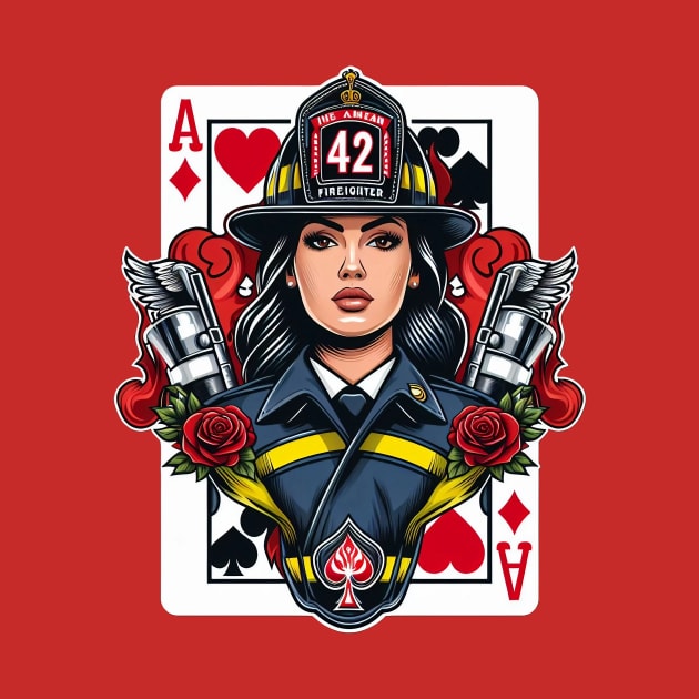 Woman Firefighter Playing Card Ace Of Diamonds by Dmytro