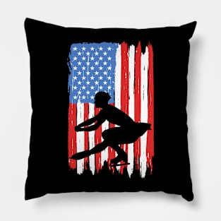 American Flag Figure Skating Graphic Pillow