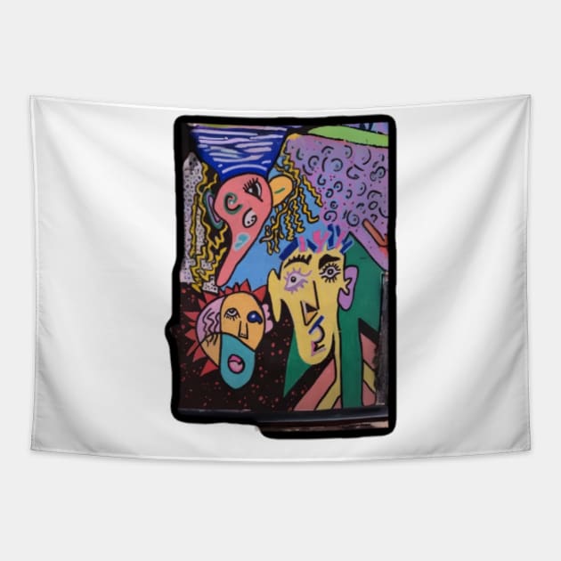 Post modernism Lima bean face picasso inspo Tapestry by Walters Mom