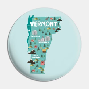 Vermont State of the USA illustrated map Pin