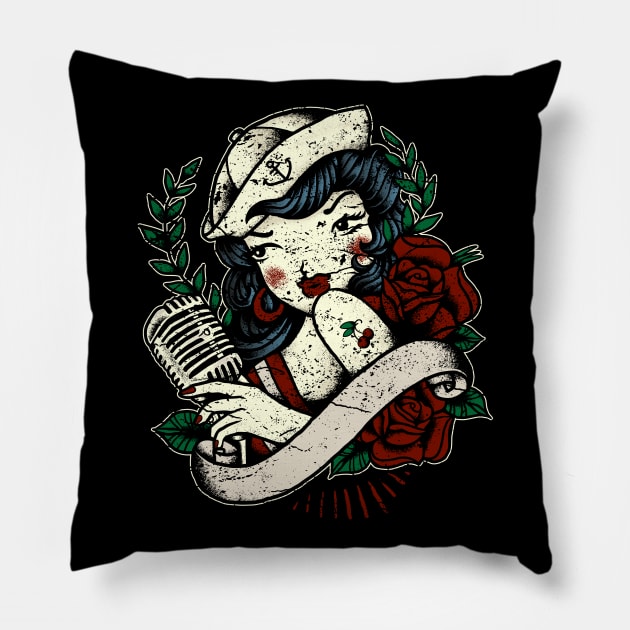 Vintage Pinup Sailor Pillow by RockabillyM