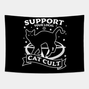 Support Your Local Cat Cult -  Gothic & Occult Halloween Cat Tapestry