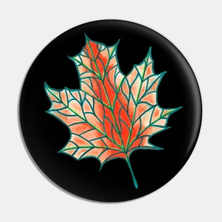 Watercolour Leaf Skeleton in Autumn Fall Colours Pin