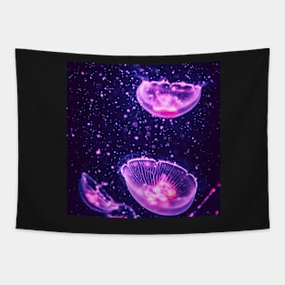 Pink Galaxy Luminescent Jellyfish Tapestry