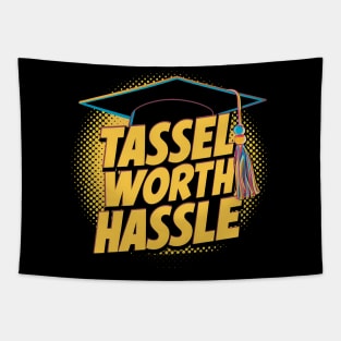 Graduation "Tassel Worth Hassle", Retro Design Tapestry