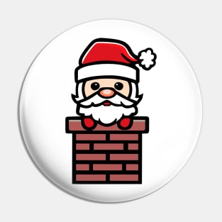 Santa Down the Chimney Cartoon Pin