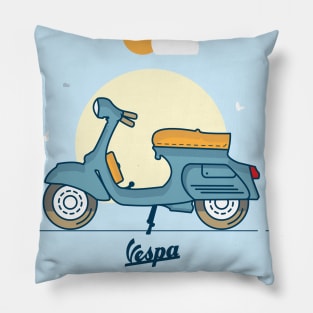 Vespa Vintage Blue Pillow