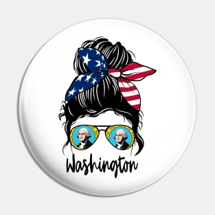 Washington girl Messy bun , American Girl , Washington Flag Pin