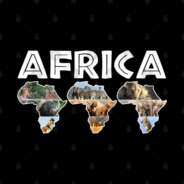 African Wildlife Continent Collage Trio by PathblazerStudios