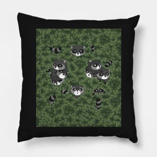 Raccoon Family in the Trees Pillow