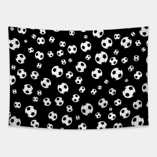 Football / Soccer Ball Seamless Pattern - Black Background Tapestry