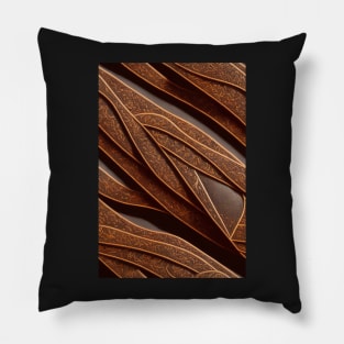 Dark Brown Ornamental Leather Stripes, natural and ecological leather print #54 Pillow
