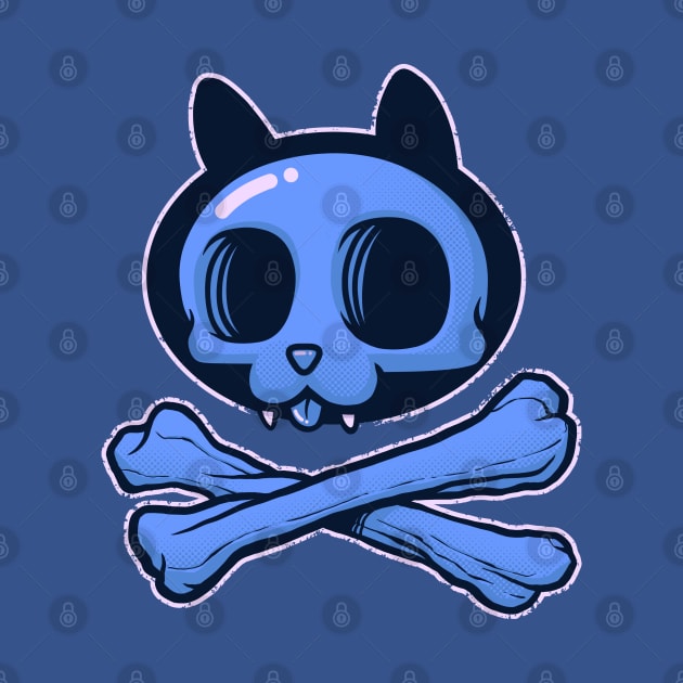 Cute Cartoon Cat Skull & Bones Adorkable Kitten by kgullholmen