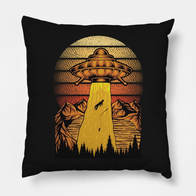 UFO catches fisherman Pillow by marina63