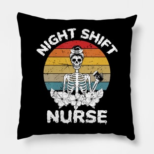 Funny Night Nurse Skeleton Halloween RN Nurses Pillow