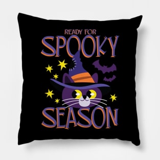 Spooky Season Autumn Fall Halloween Witches Cat Pillow