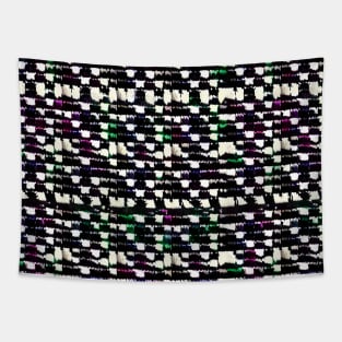 Green and Purple Glitch Checkerboard Lights Tapestry