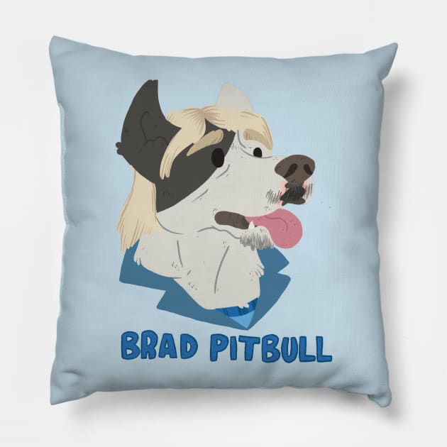 Brad Pitbull Pillow by paigedefeliceart@yahoo.com