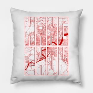 Hangzhou, China City Map Typography - Oriental Pillow