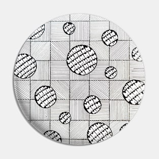 Handmade black and white squares pattern Pin