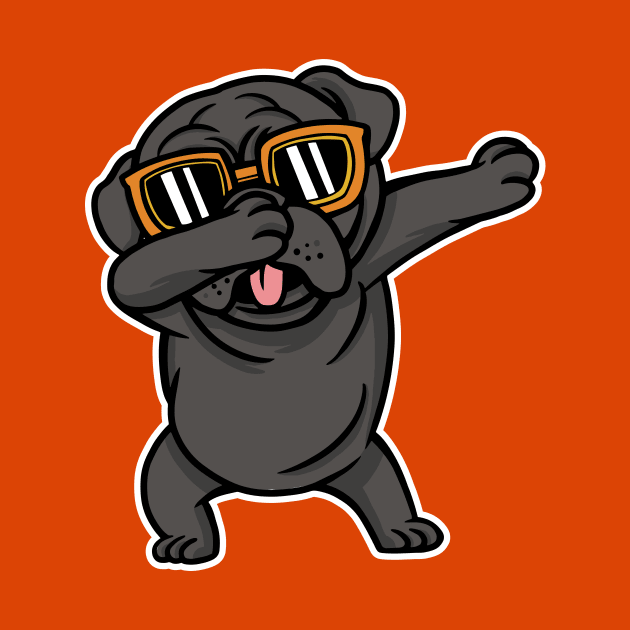 Cool Dabbing Black Pug with Sunglasses by SLAG_Creative