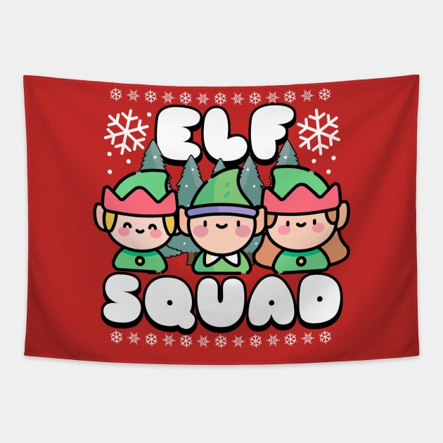 Elf Squad Cute Winter Design Tapestry by DetourShirts